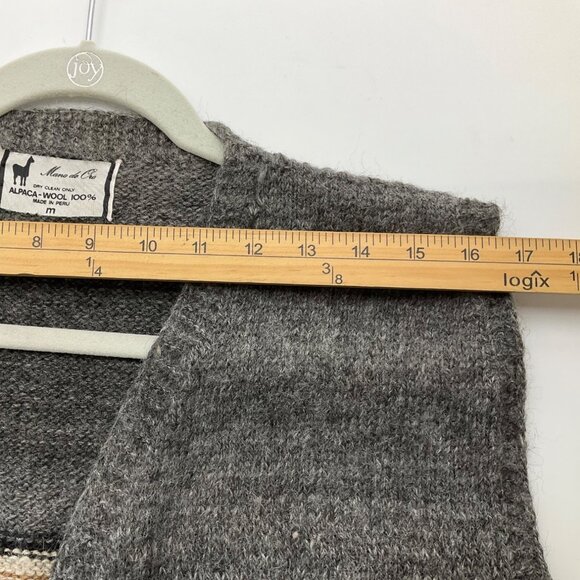 VTG Medium Handmade Peru Alpaca Wool Sweater Vest Llama Snowflake Ethnic Boho - Picture 5 of 10